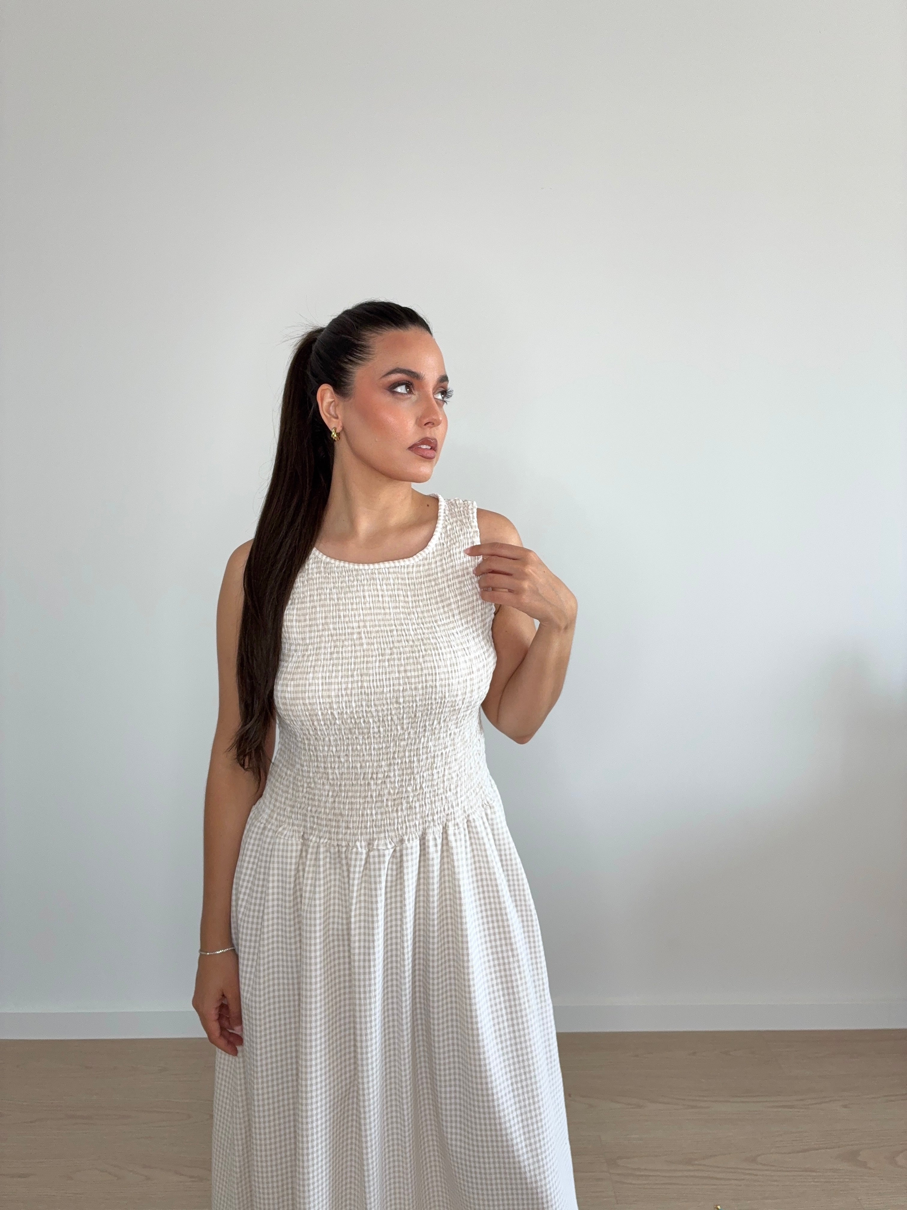 Vestido holgado de cuadro vichy