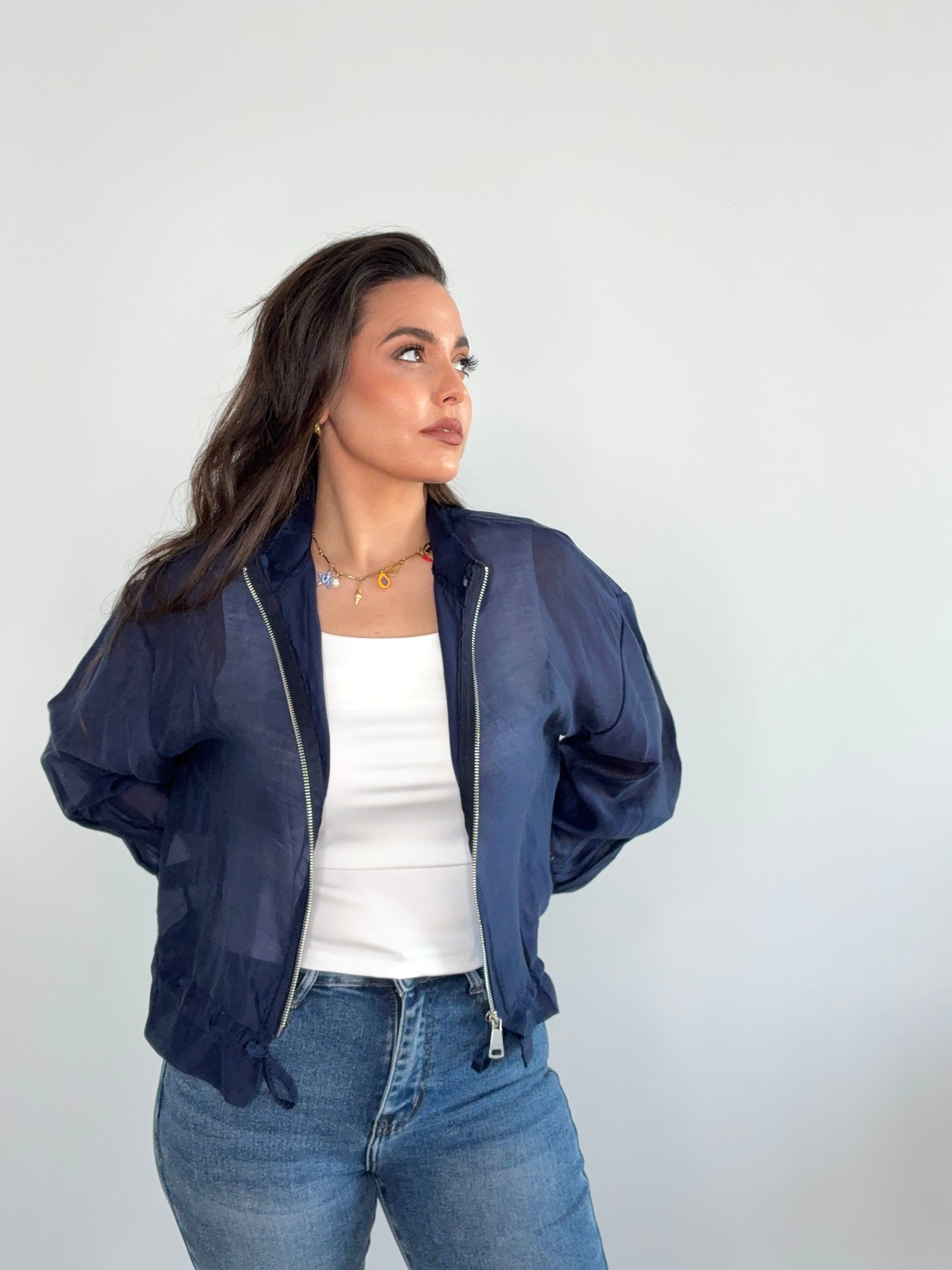 Chaqueta de gasa azul marino