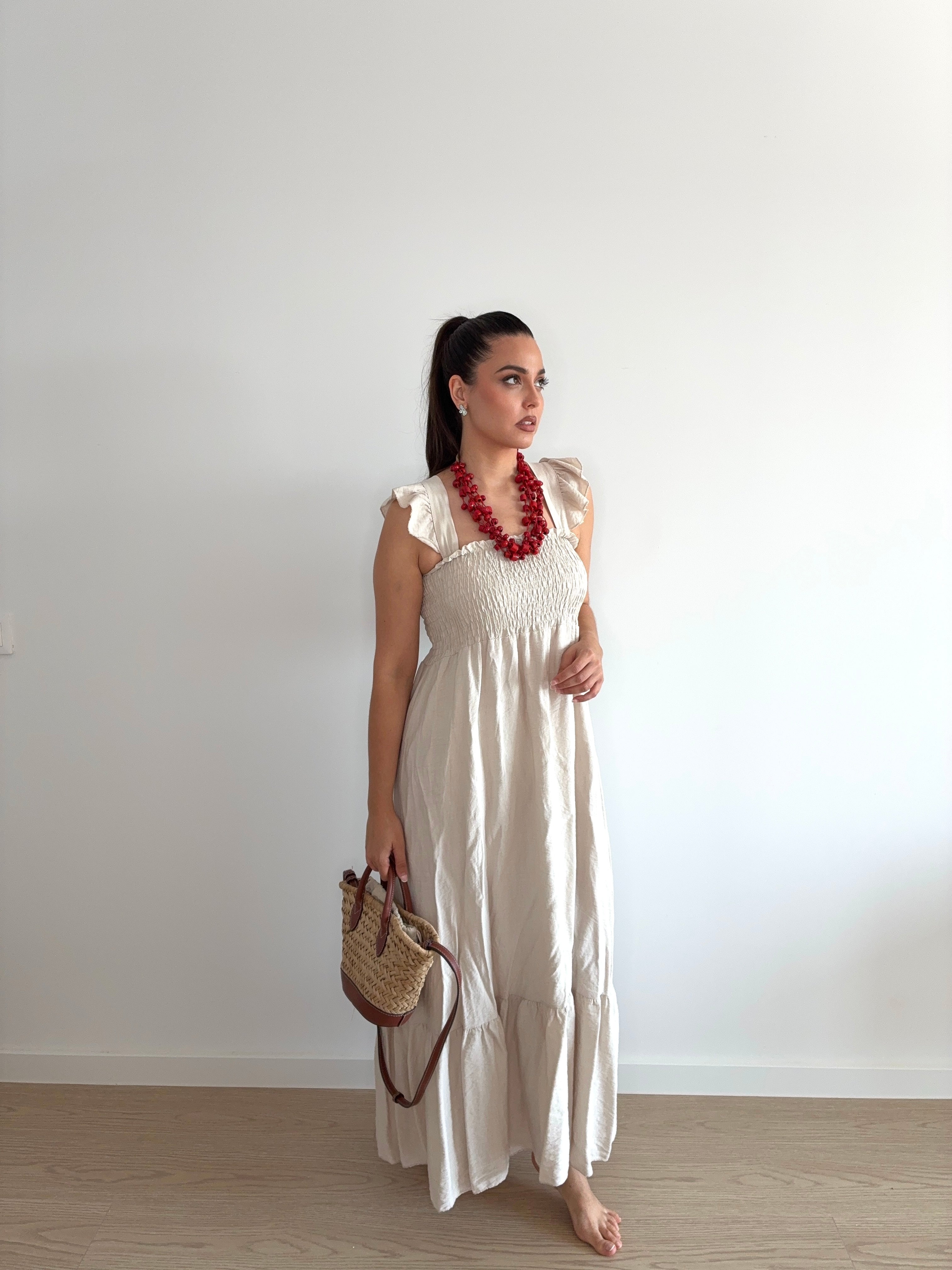 Vestido beige holgado