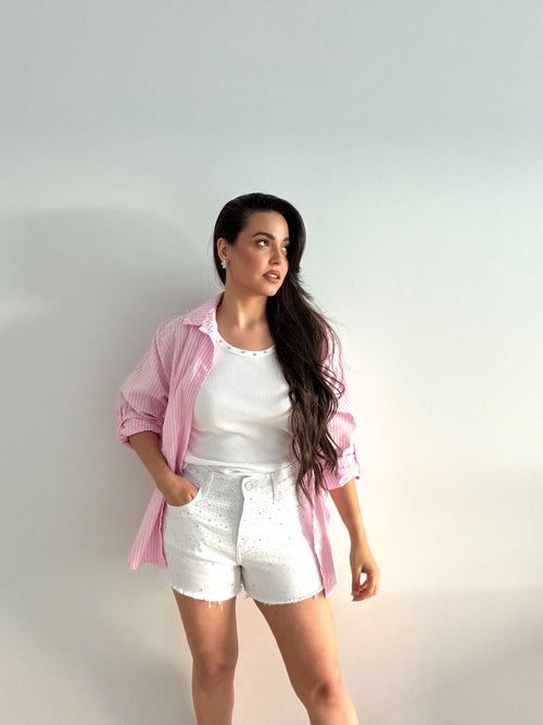 Camisa rosa de rayas