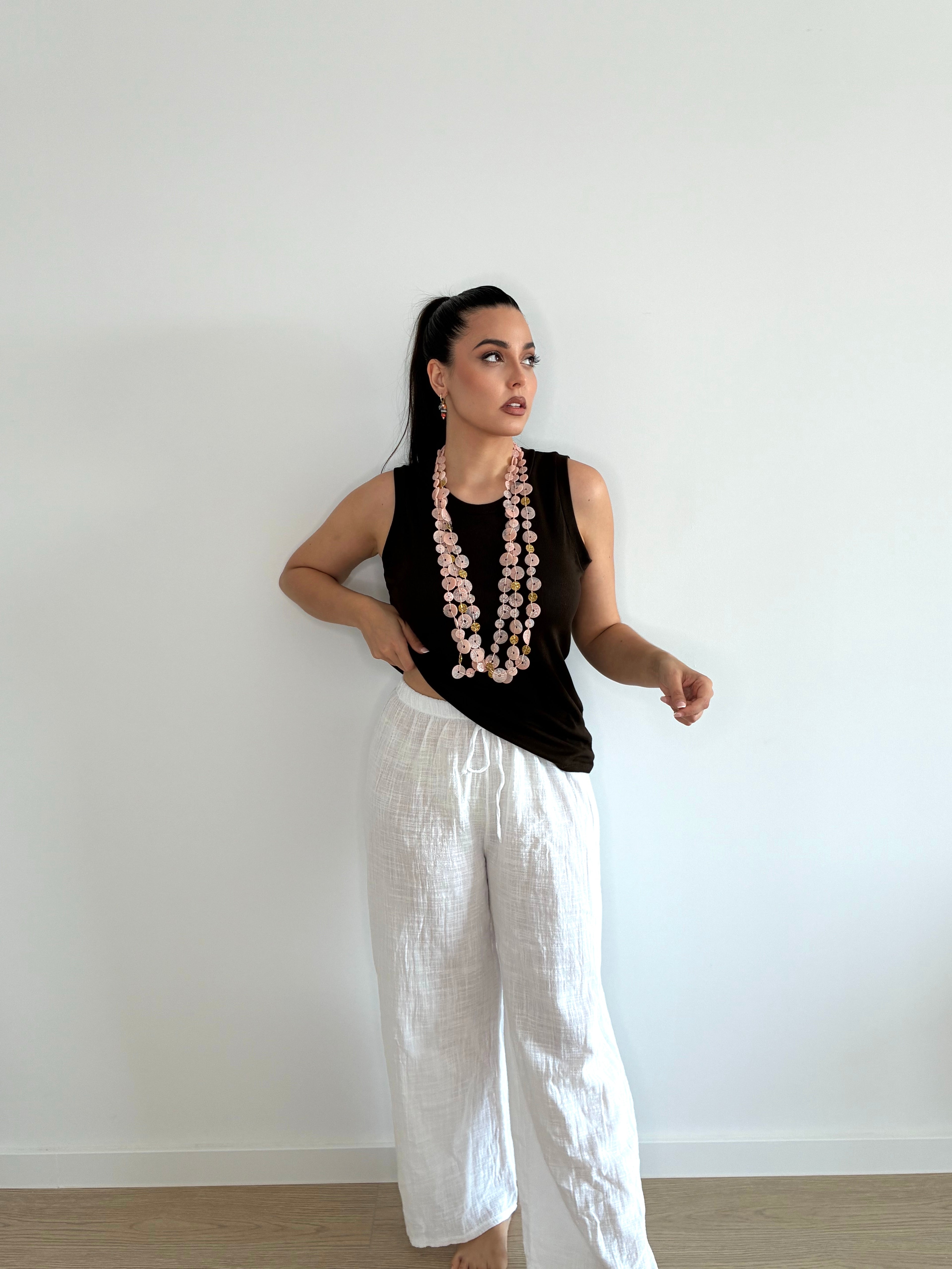 Pantalón de lino blanco