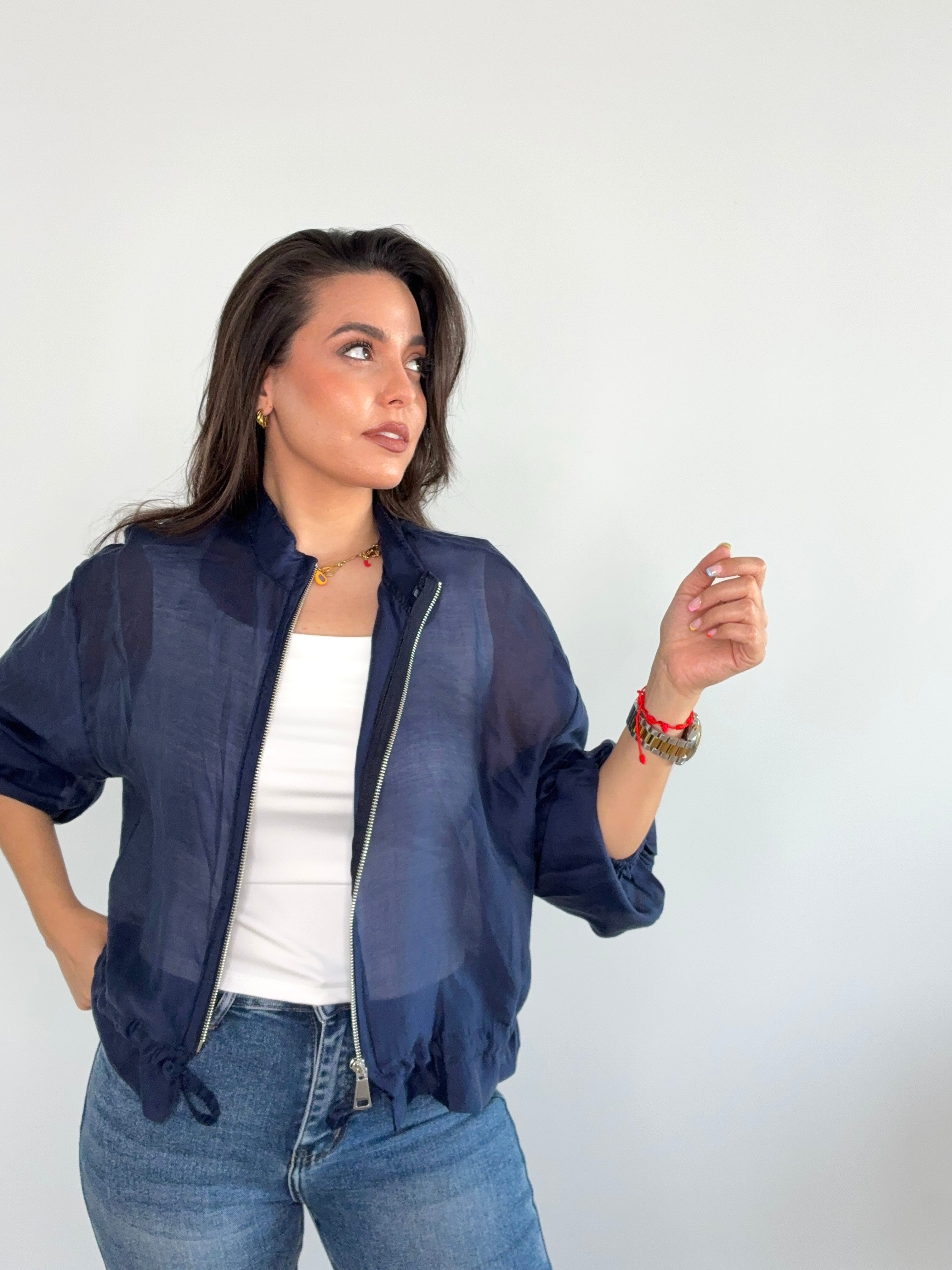 Chaqueta de gasa azul marino