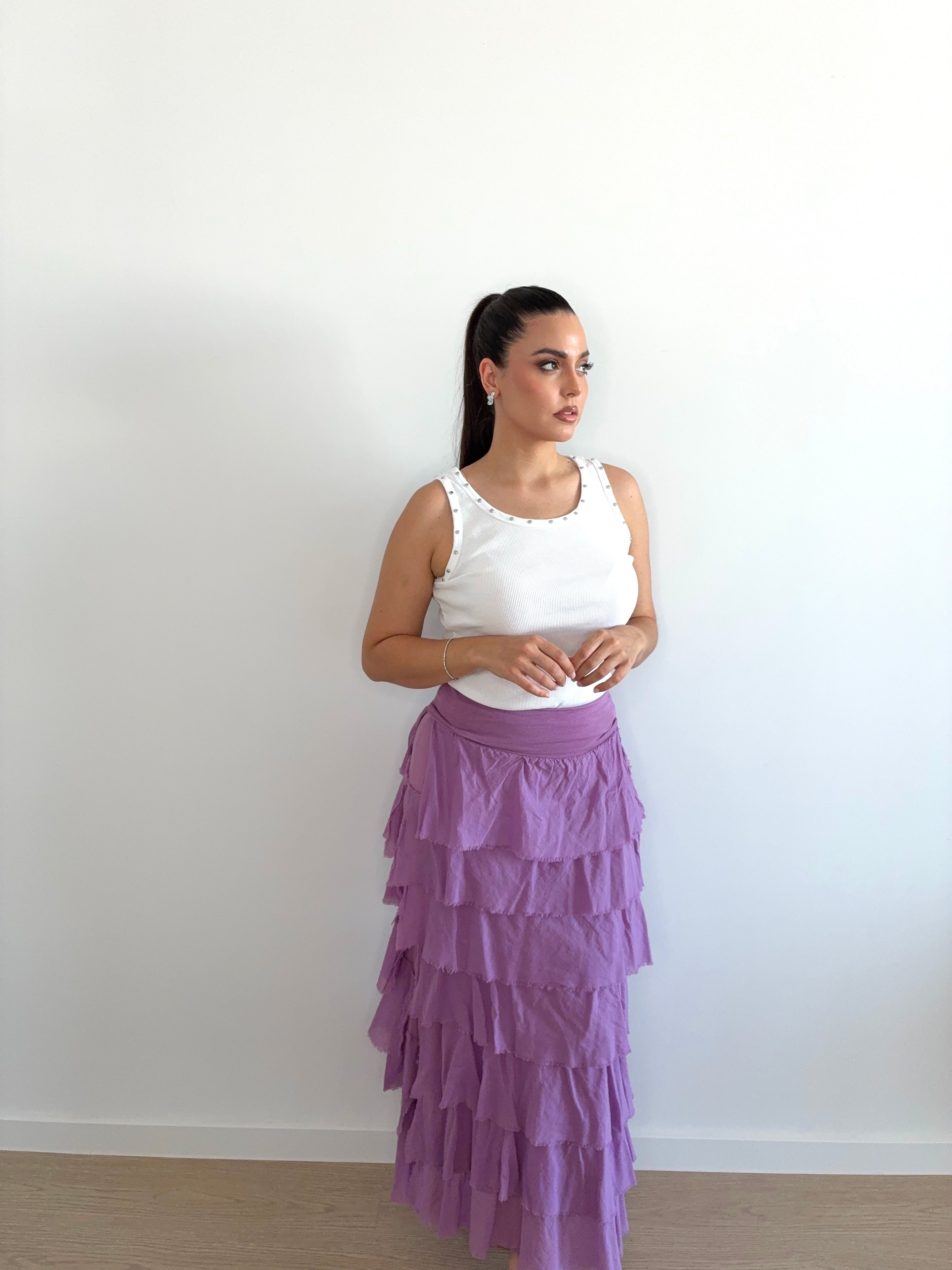Falda de volantes de gasa