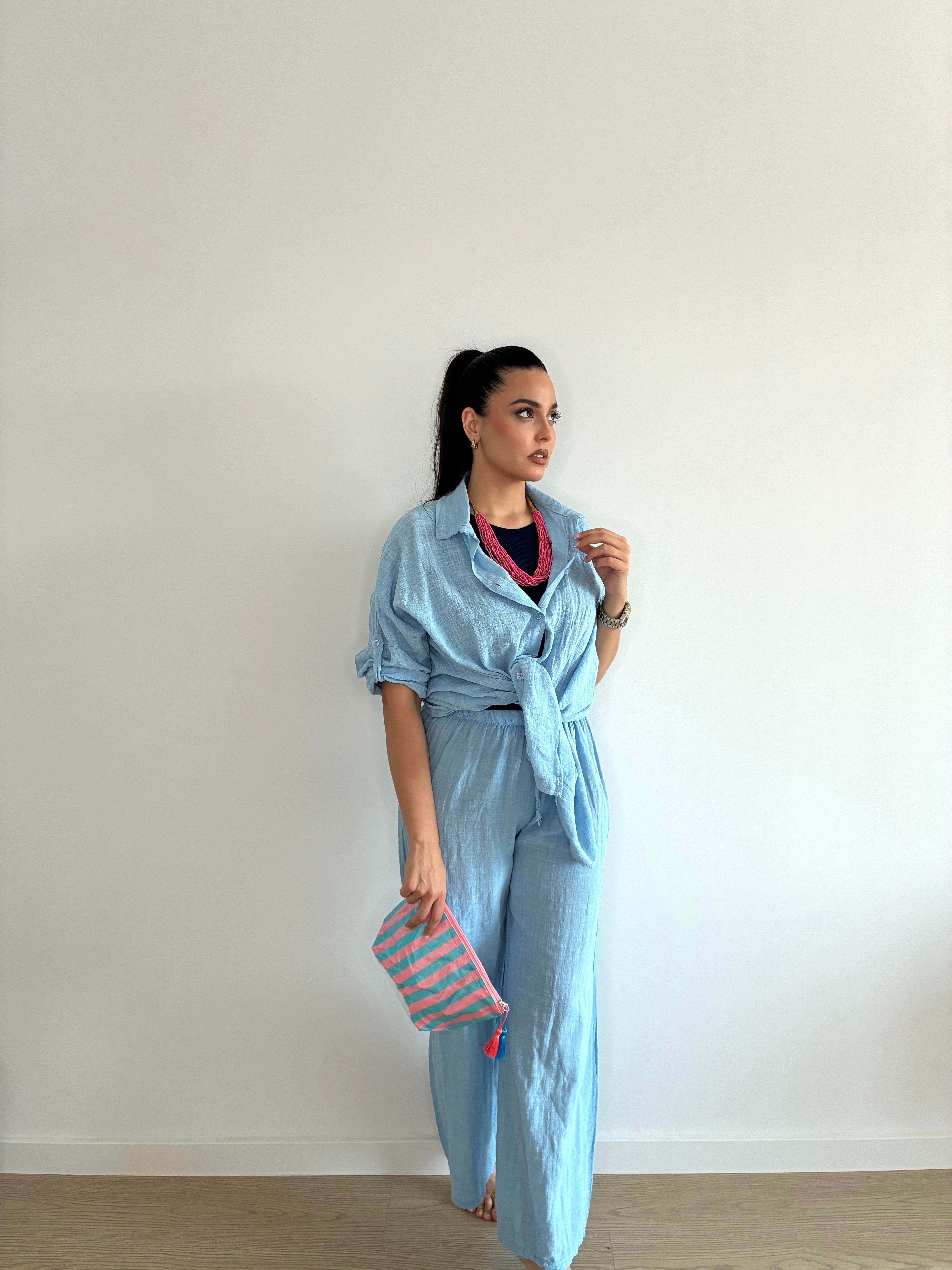 Pantalón de lino azul