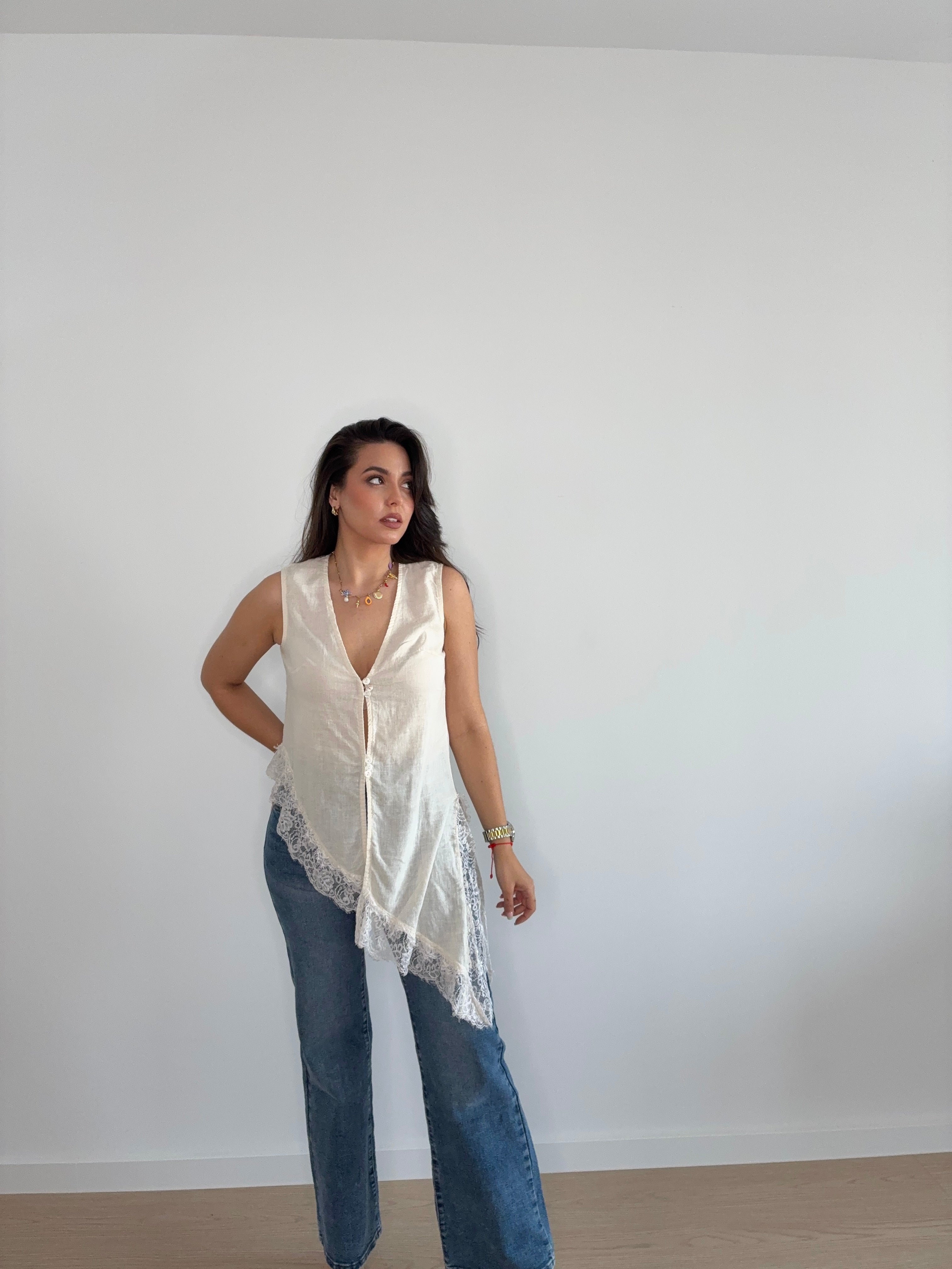 Blusa asimétrica de lino
