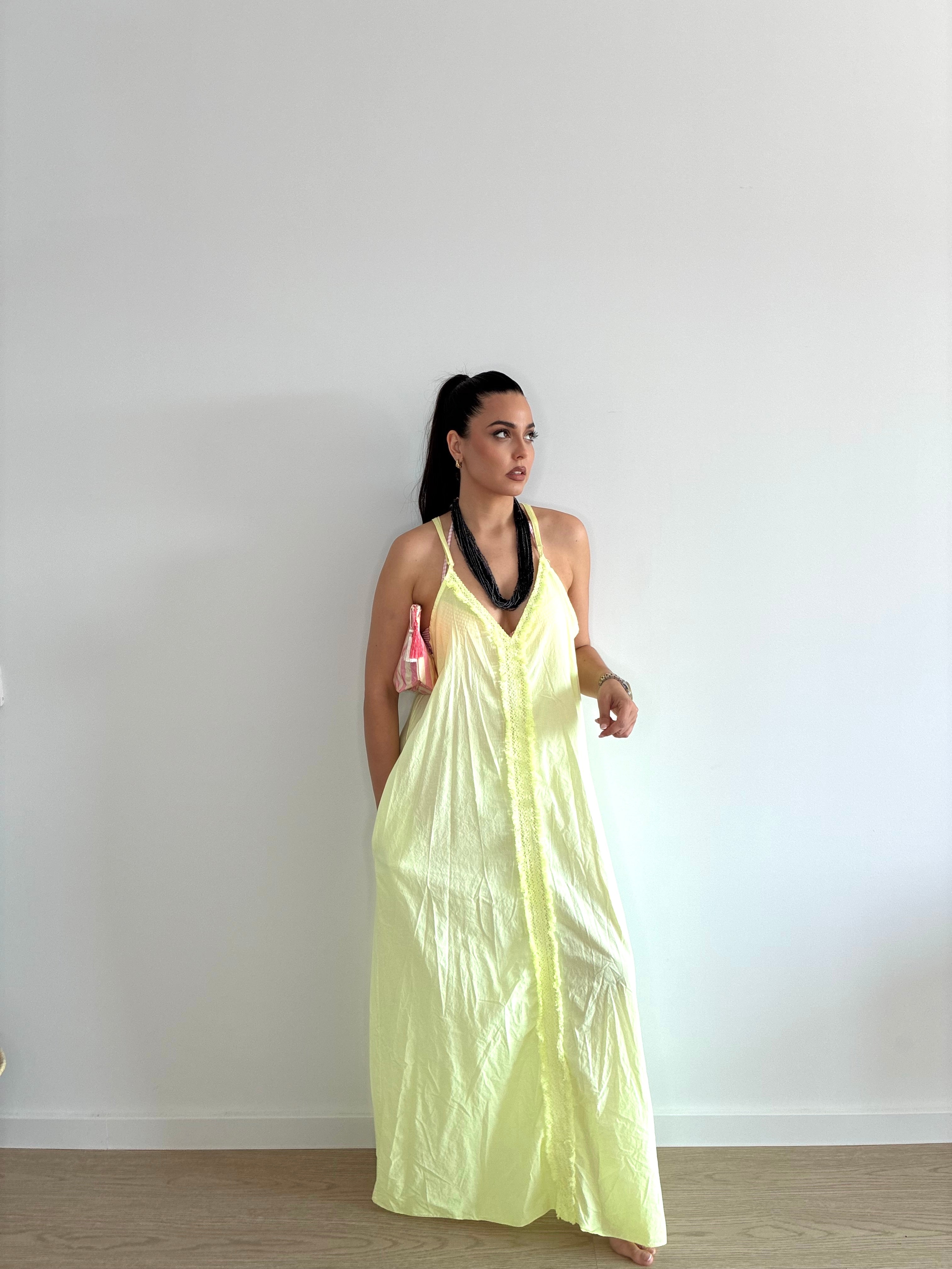 Maxi vestido flúor amarillo o rosa