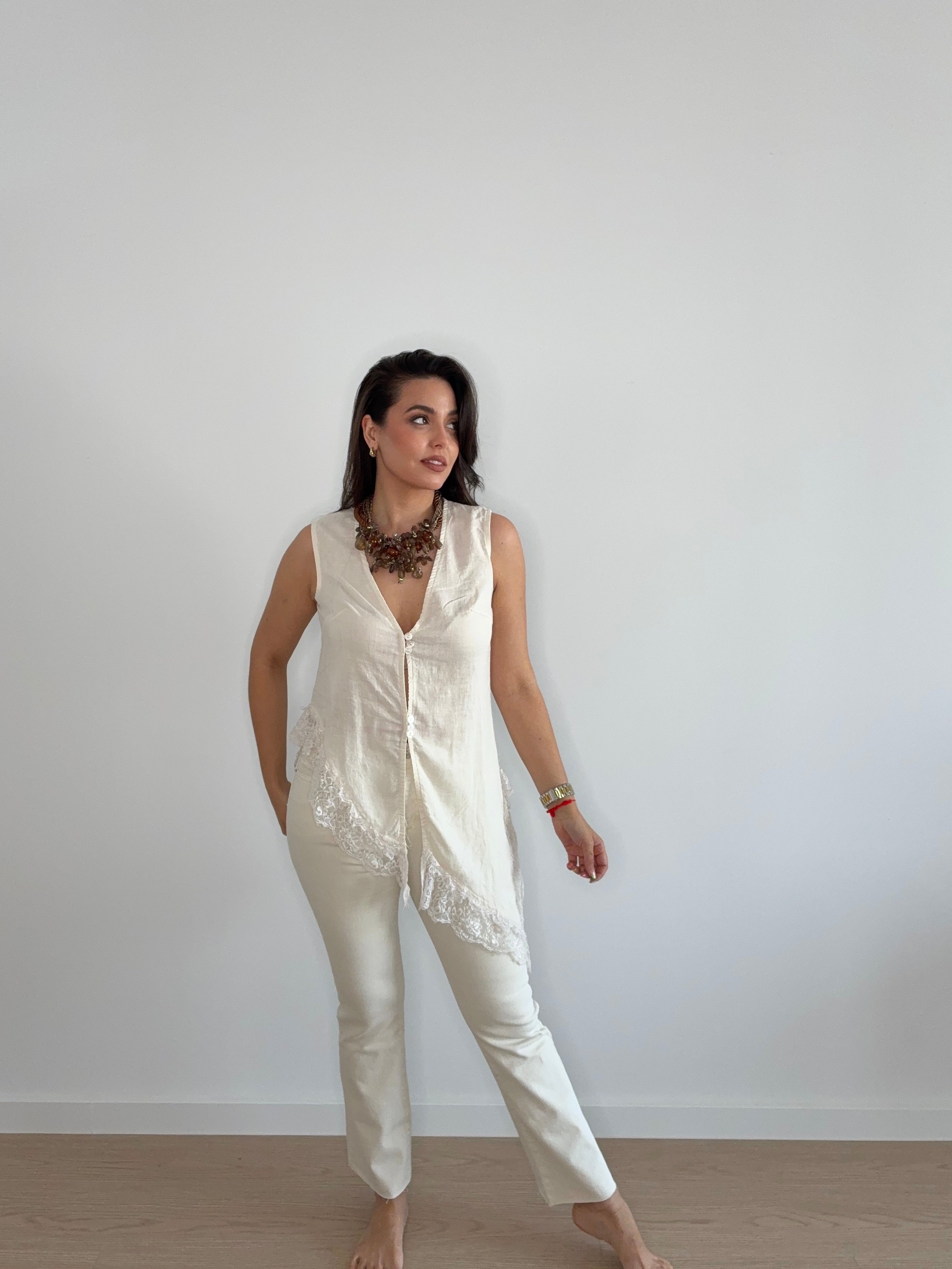 Blusa asimétrica de lino
