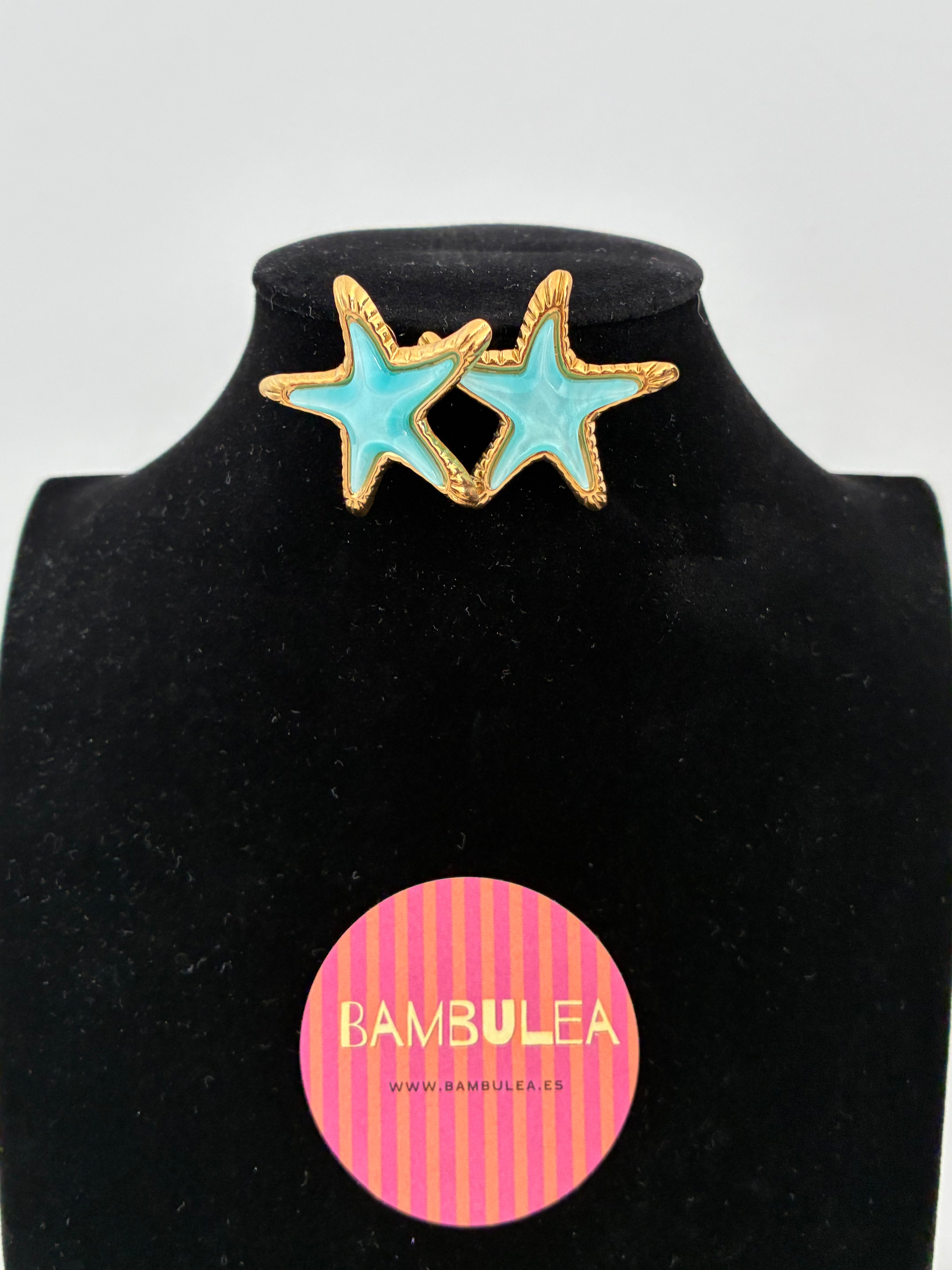 Pendiente estrella de mar piedra y acero