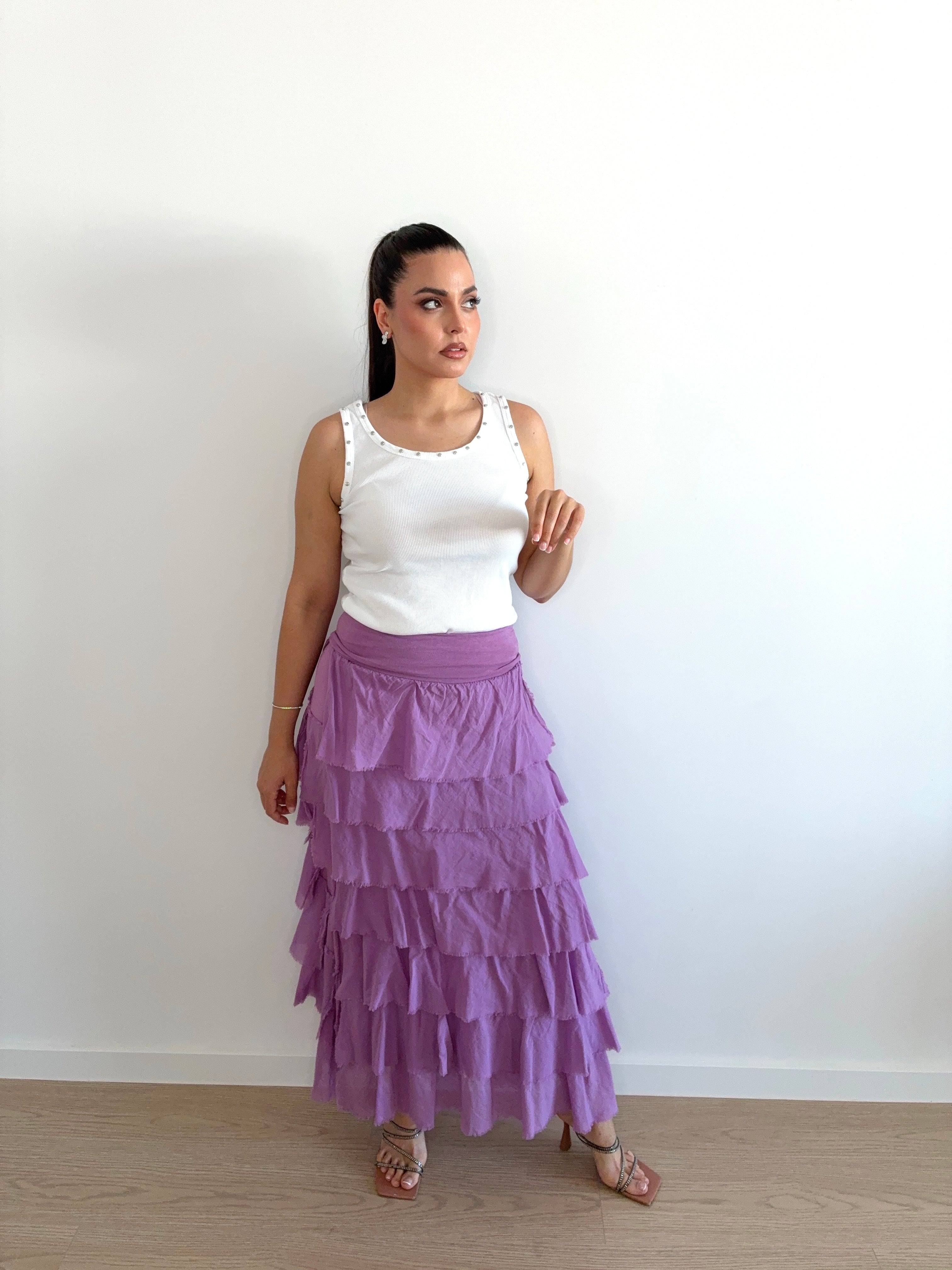 Falda de volantes de gasa