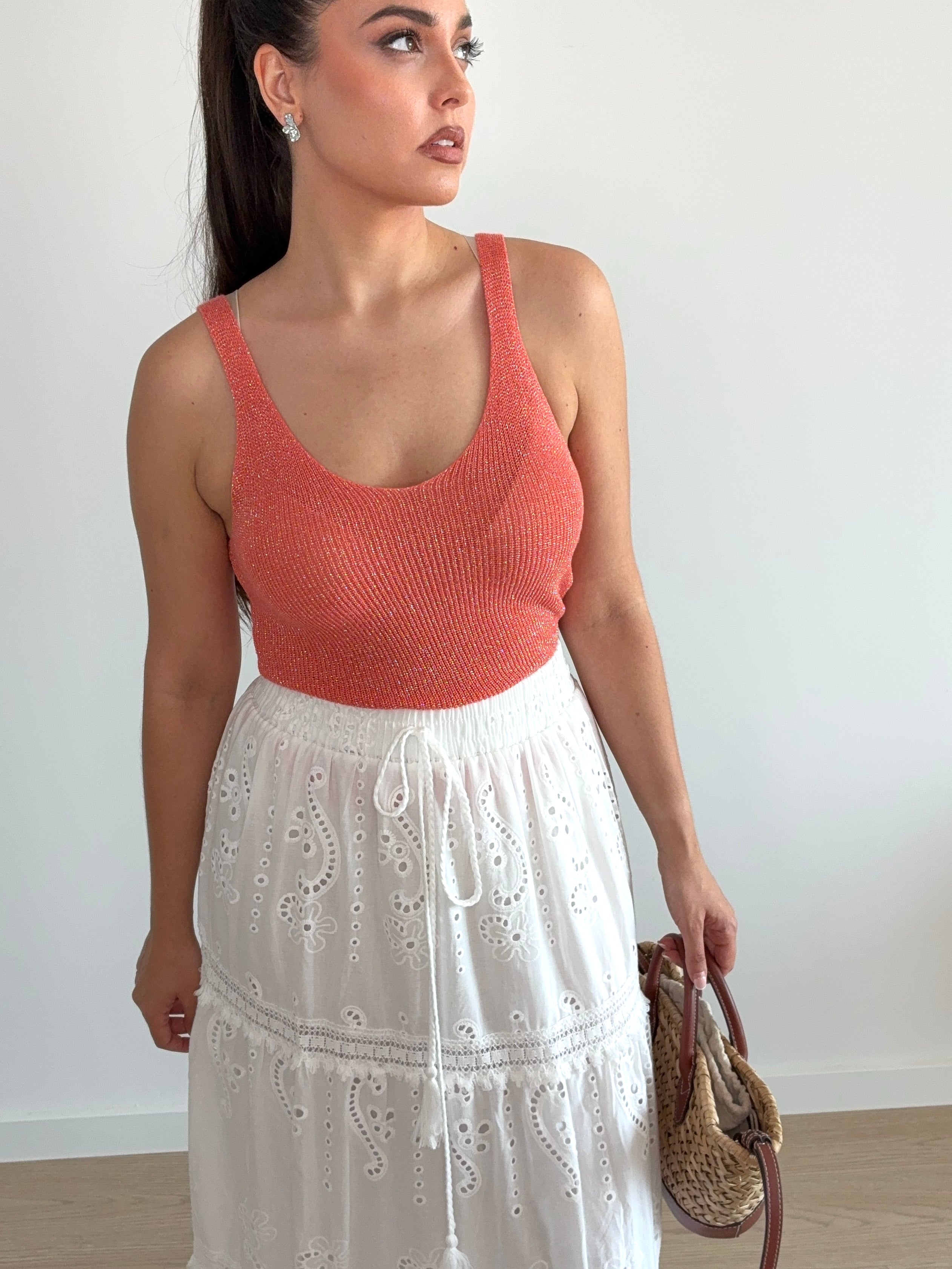 Falda ibicenca blanca con bordado