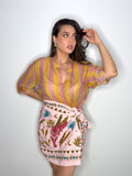 Camisa rayas bicolor rosa y amarilla