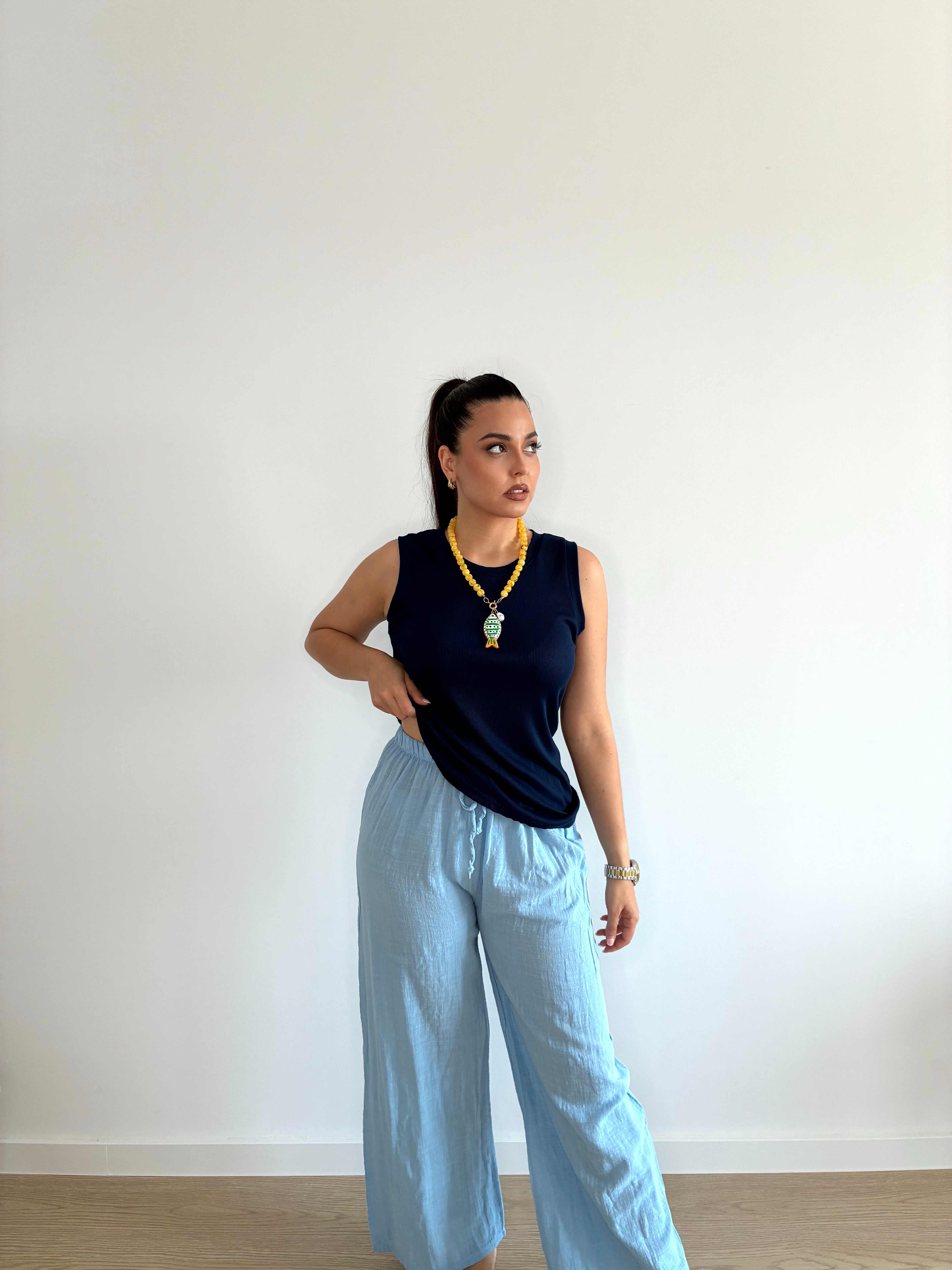 Pantalón de lino azul