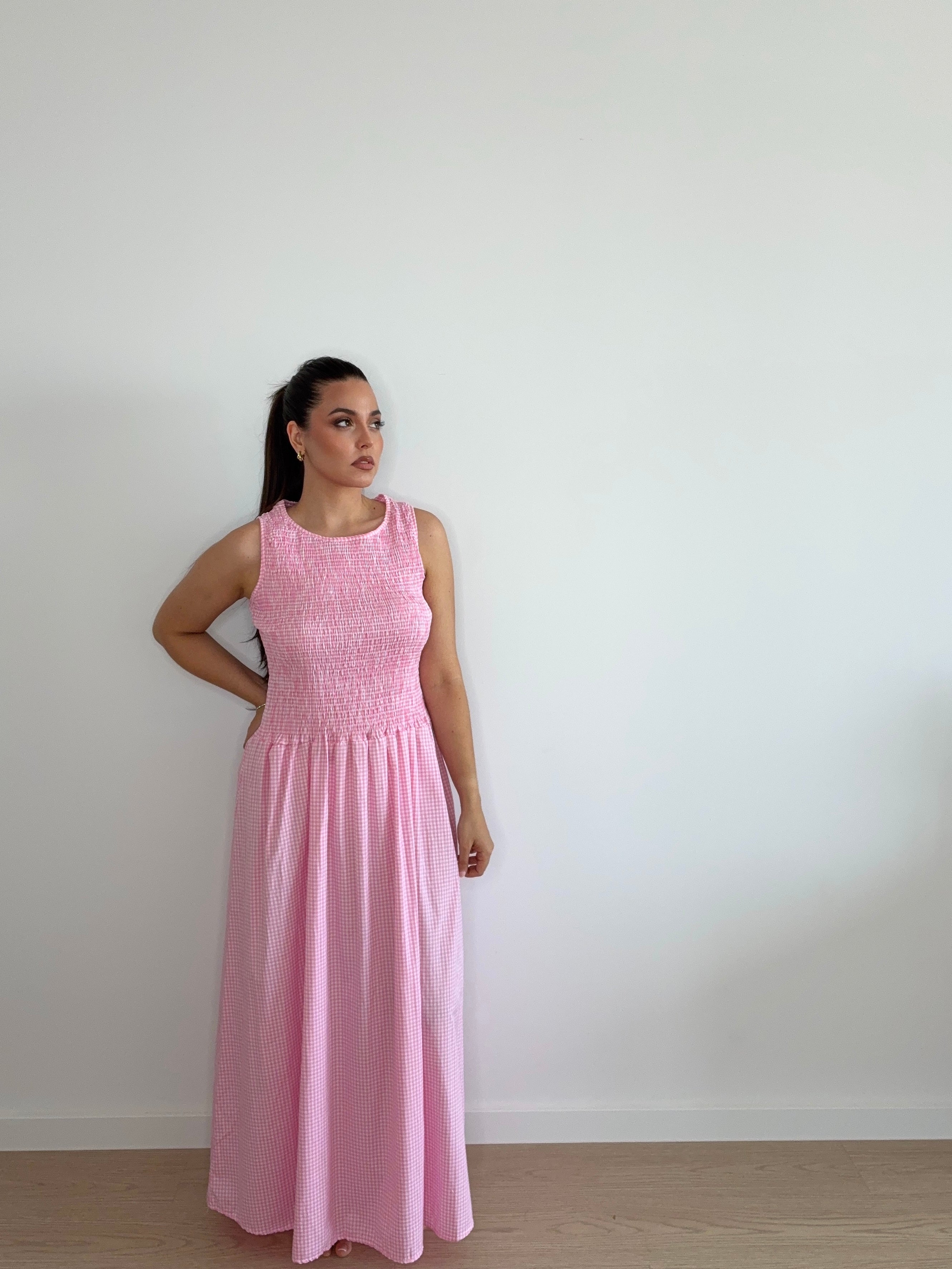 Vestido holgado de cuadro vichy