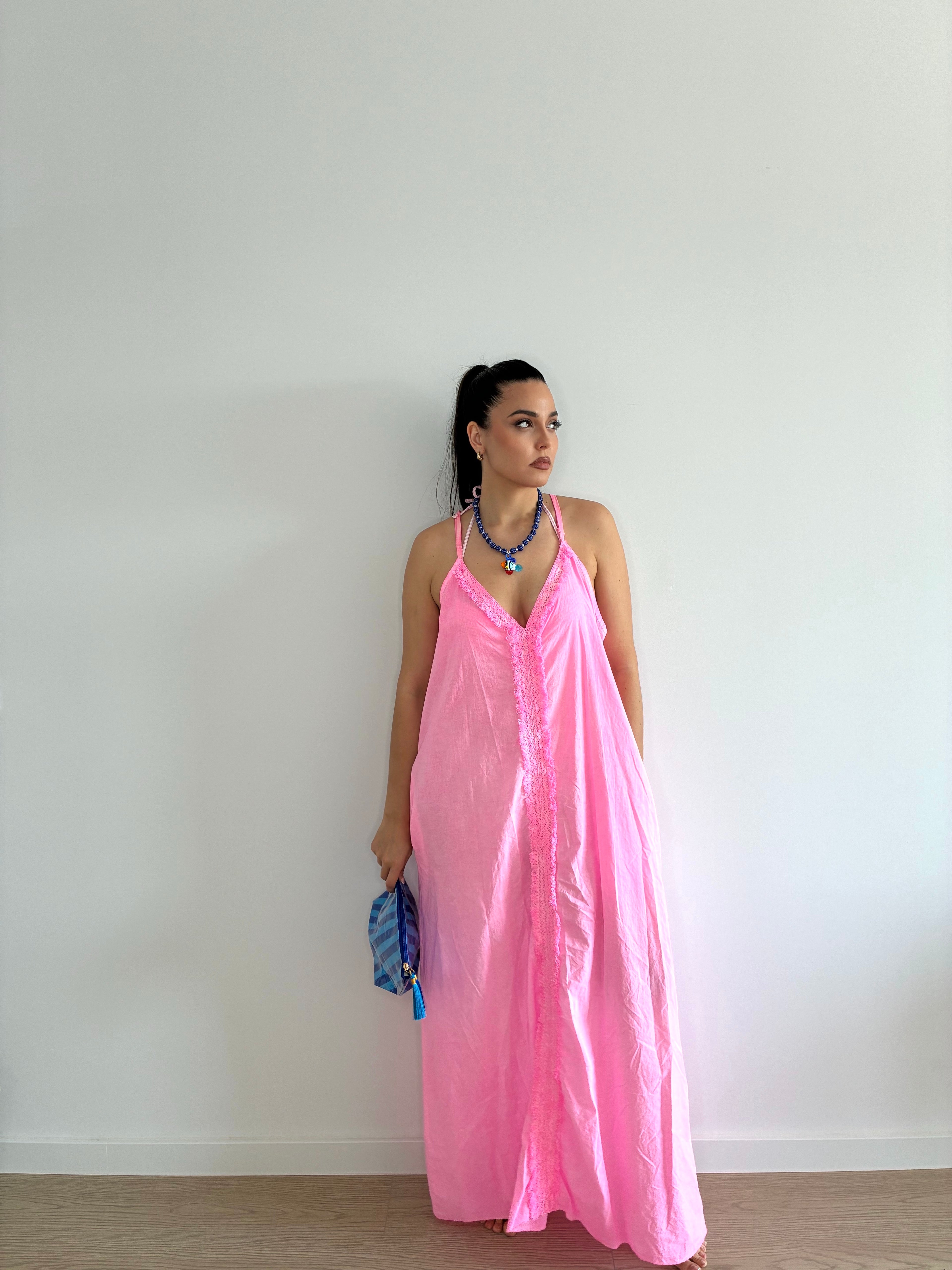 Maxi vestido flúor amarillo o rosa
