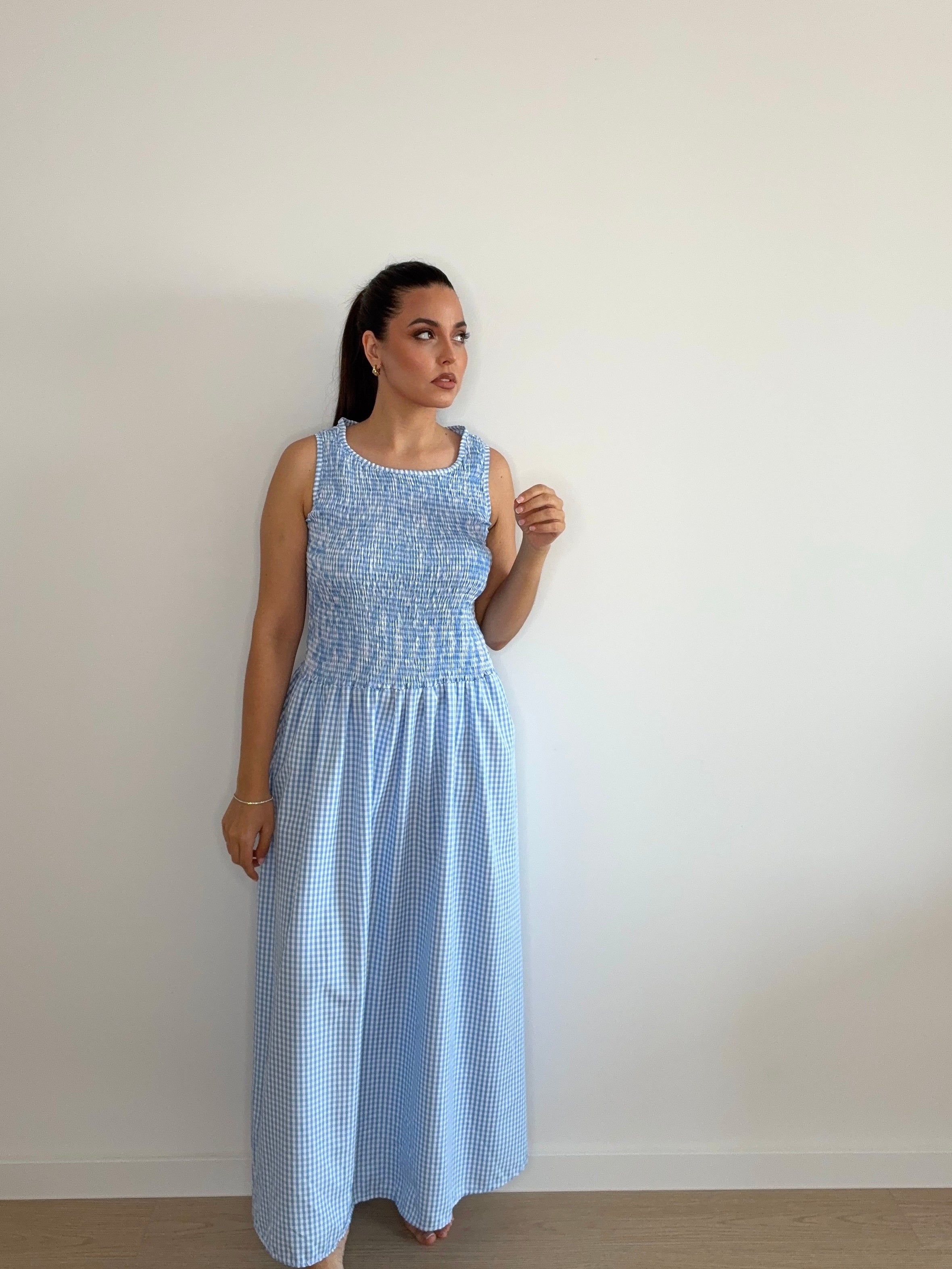 Vestido holgado de cuadro vichy