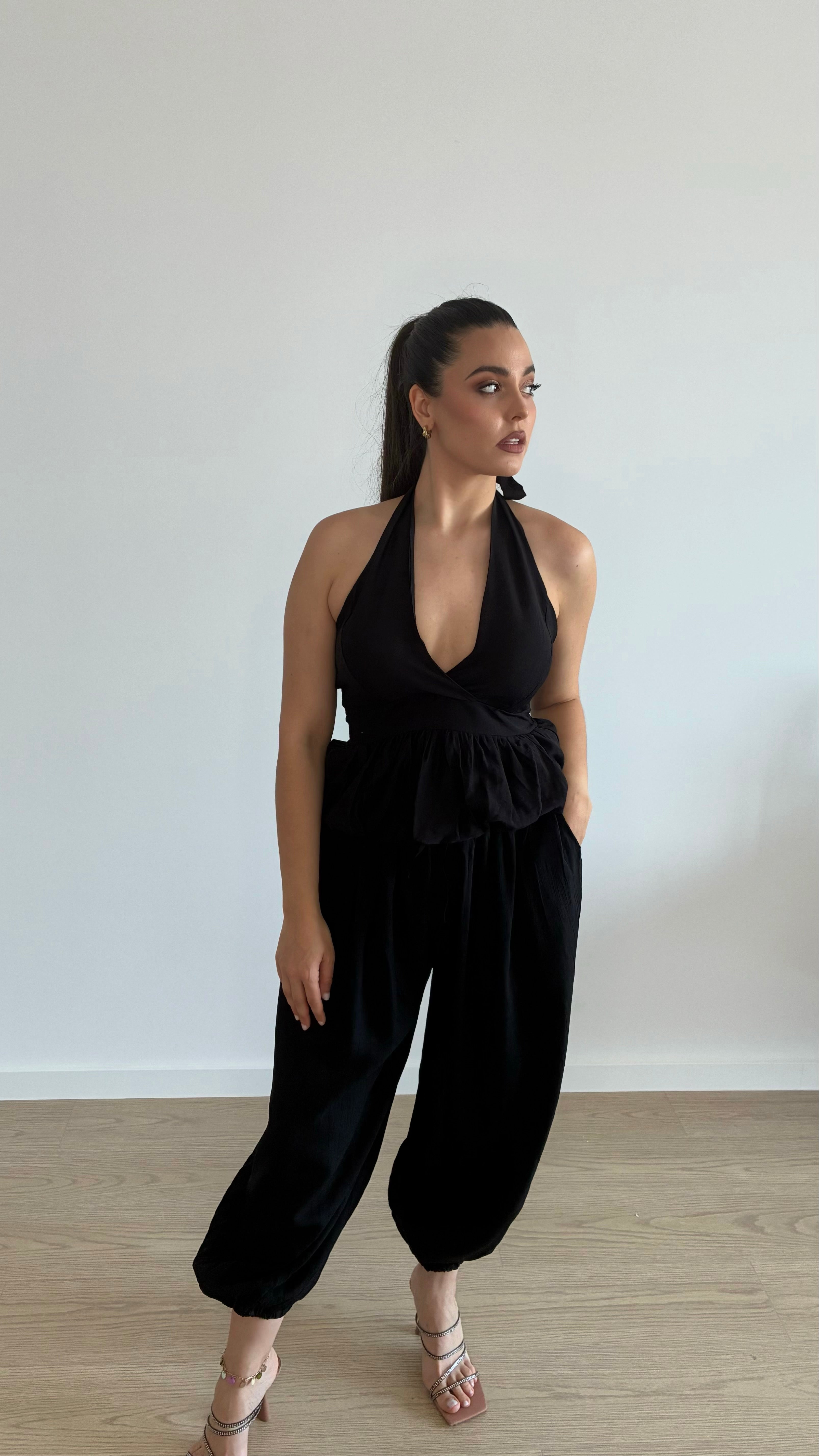 Top peplum marrón o negro