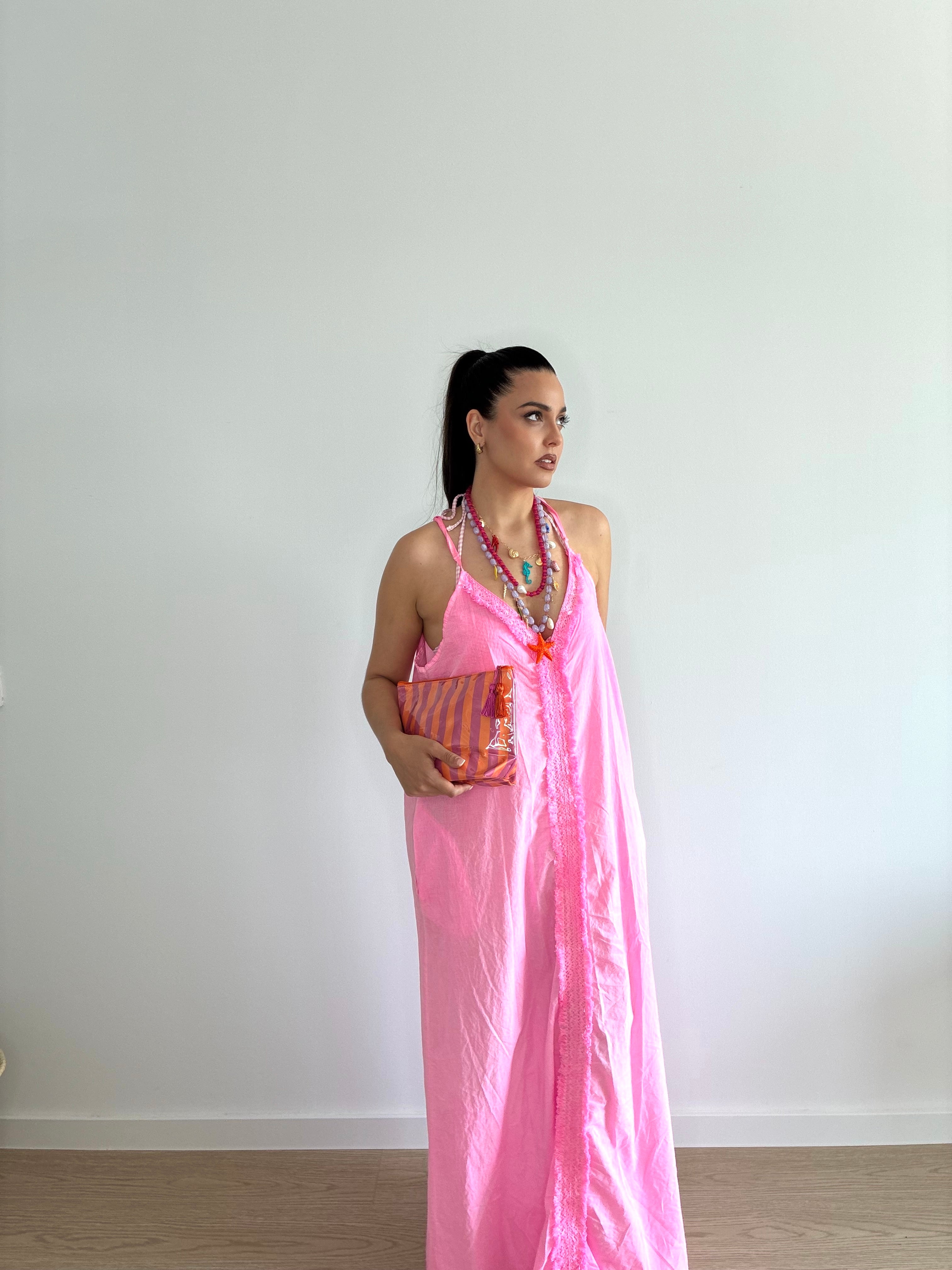 Maxi vestido flúor amarillo o rosa