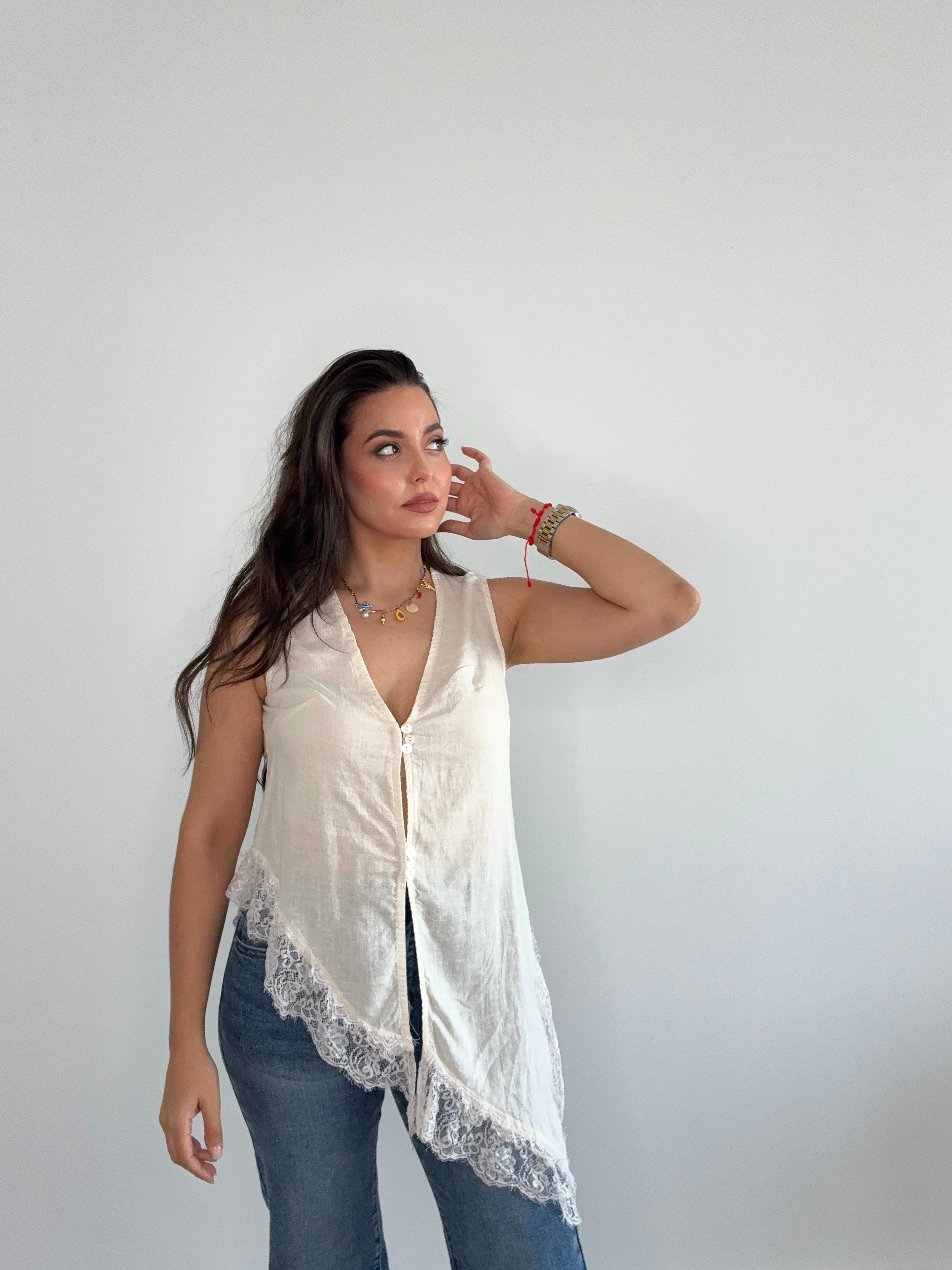 Blusa asimétrica de lino
