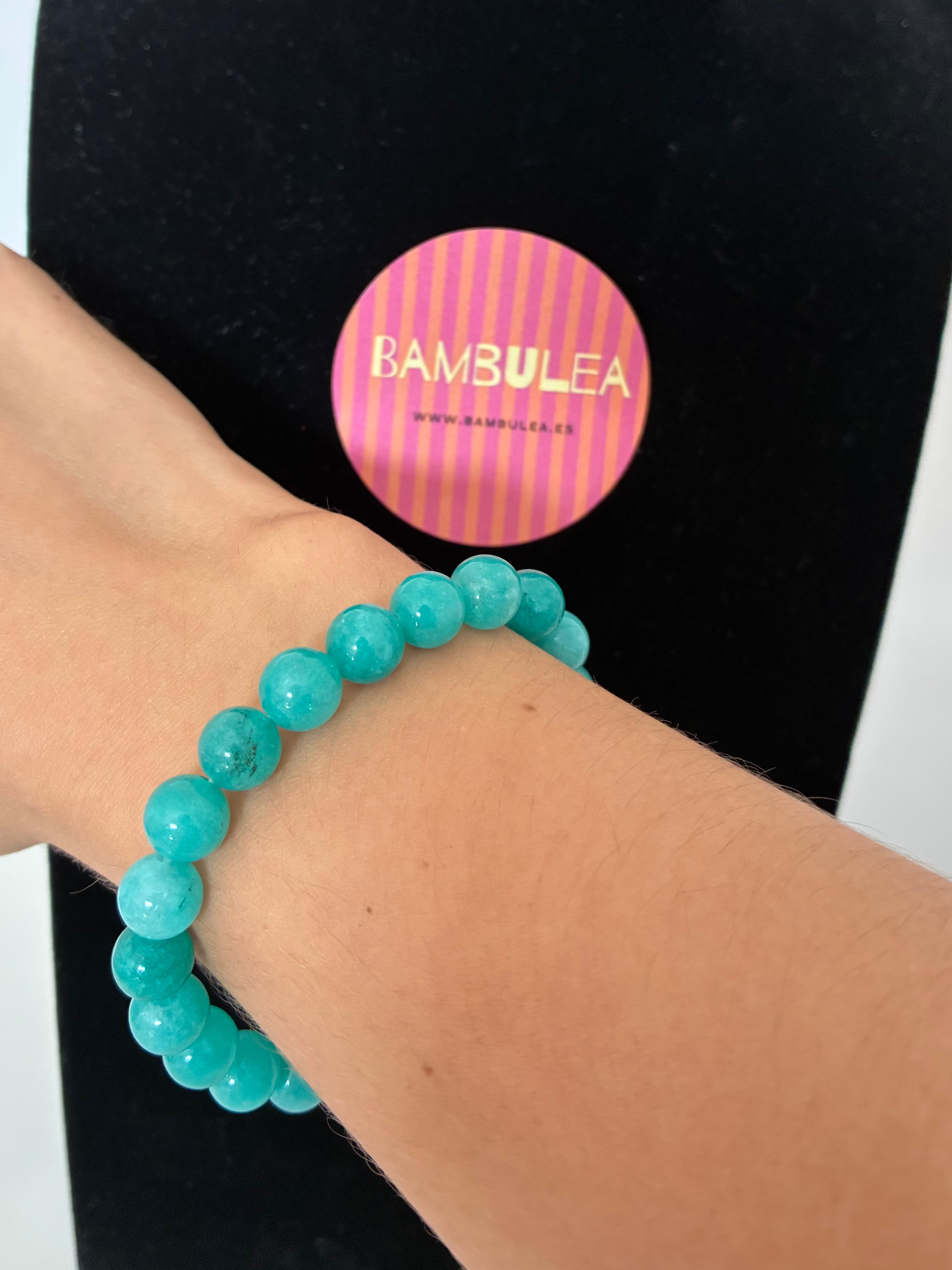 Pulsera aguamarina de la felicidad y juventud