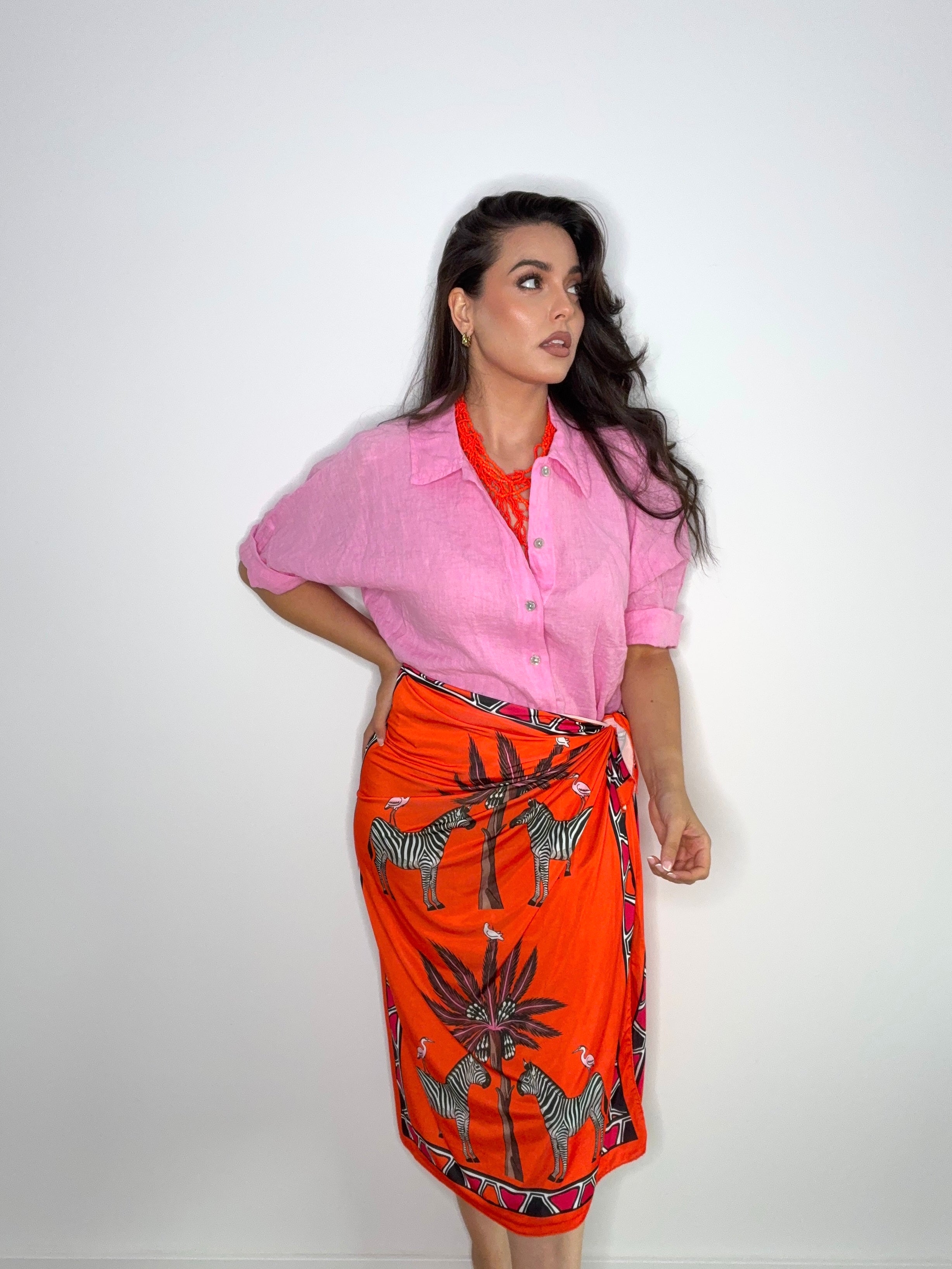 Camisa lino rosa