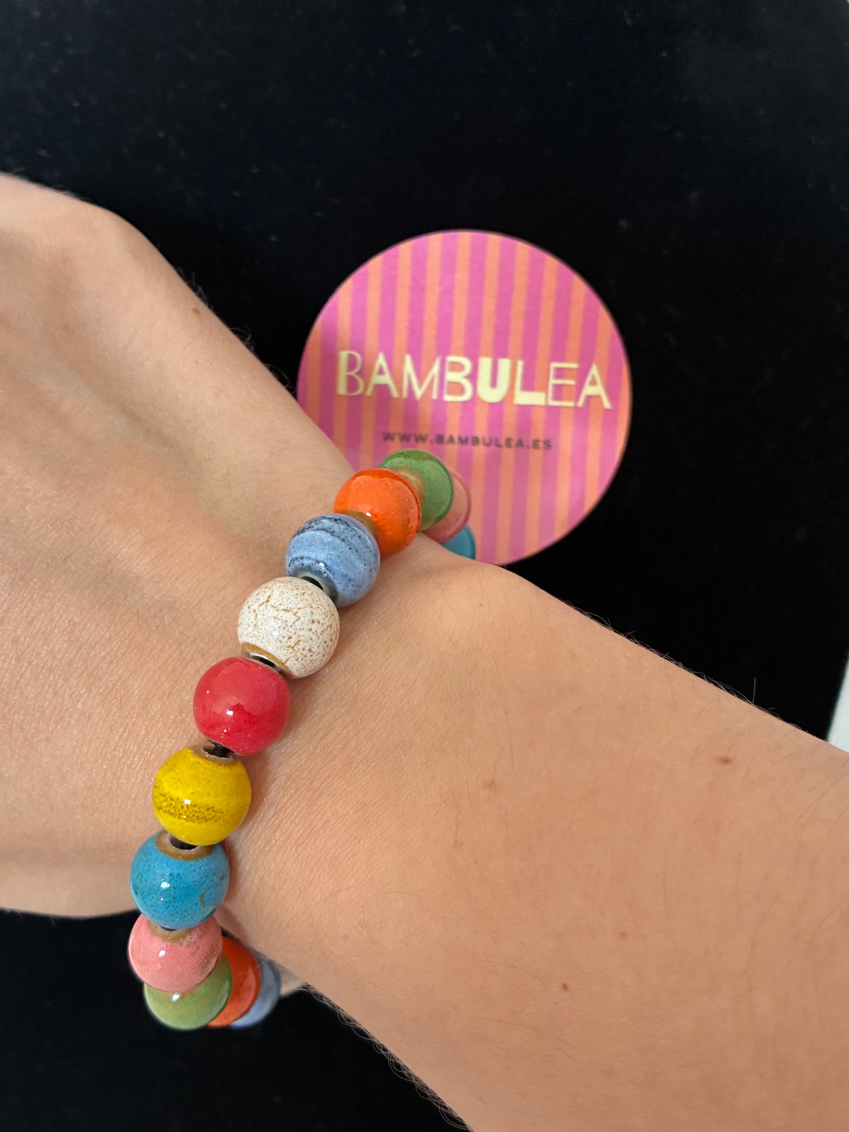 Pulsera de bolas de colores de cerámica