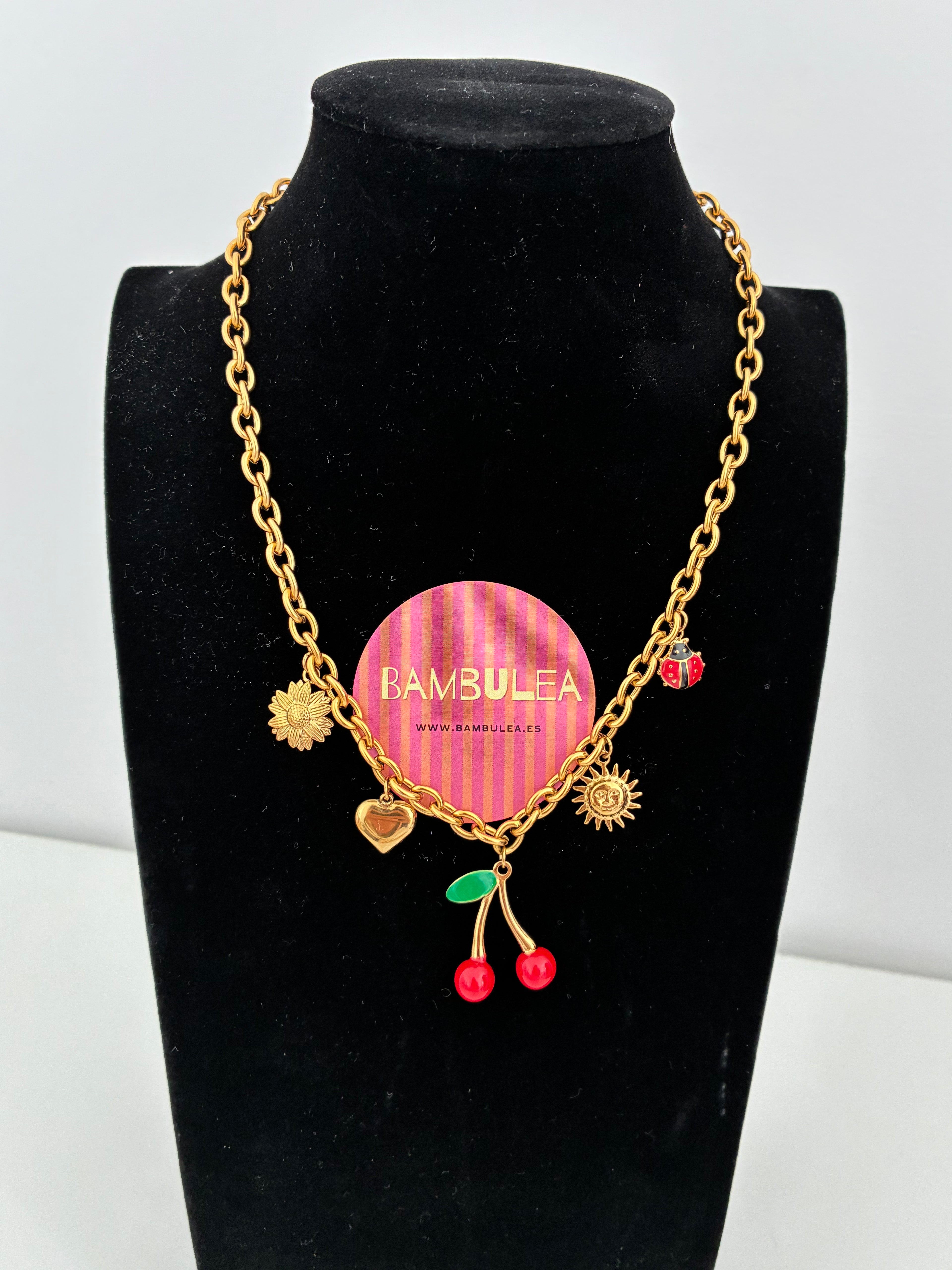 Collar cerezas acero
