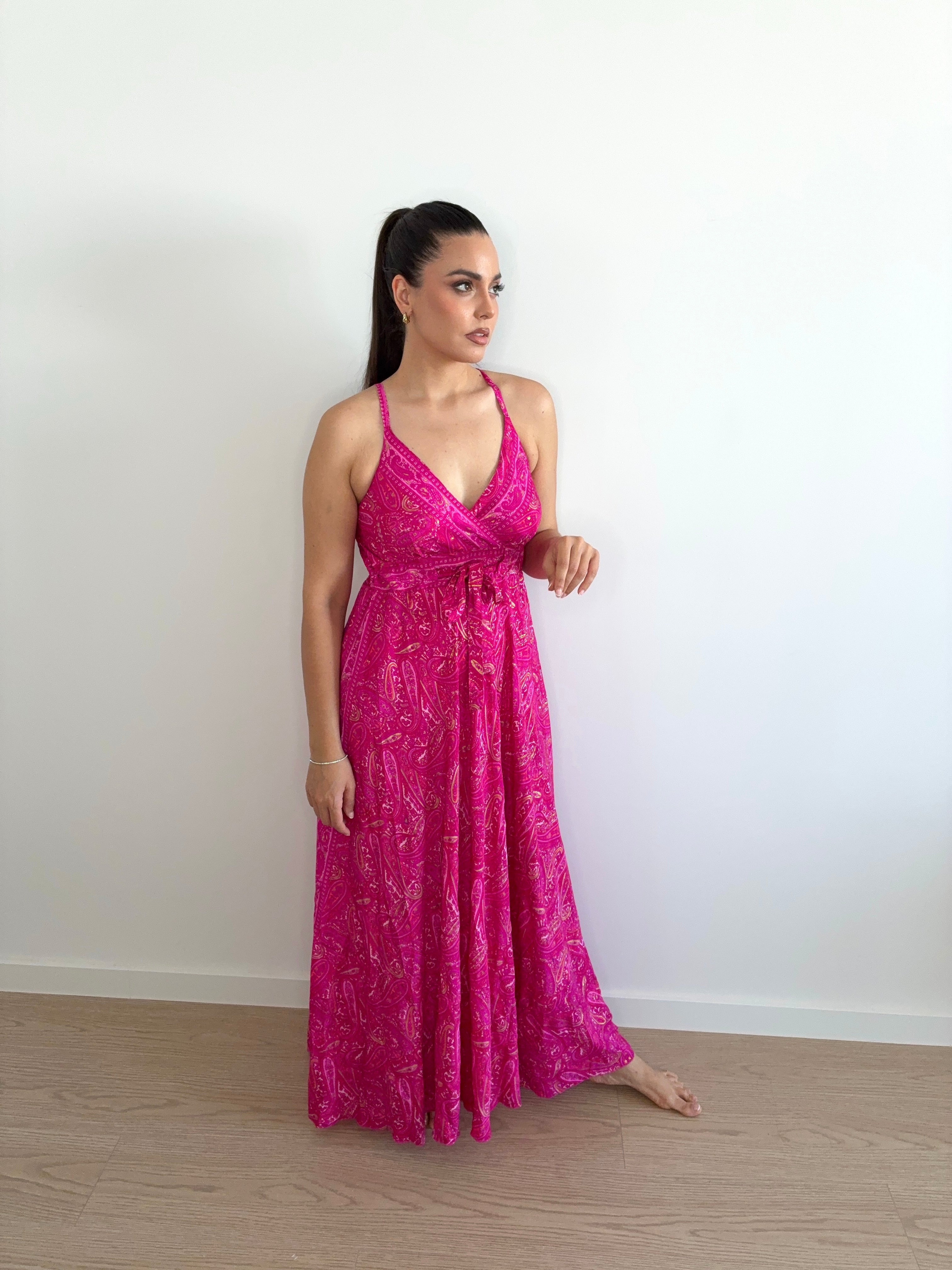 Vestido largo indio con estampado cachemira