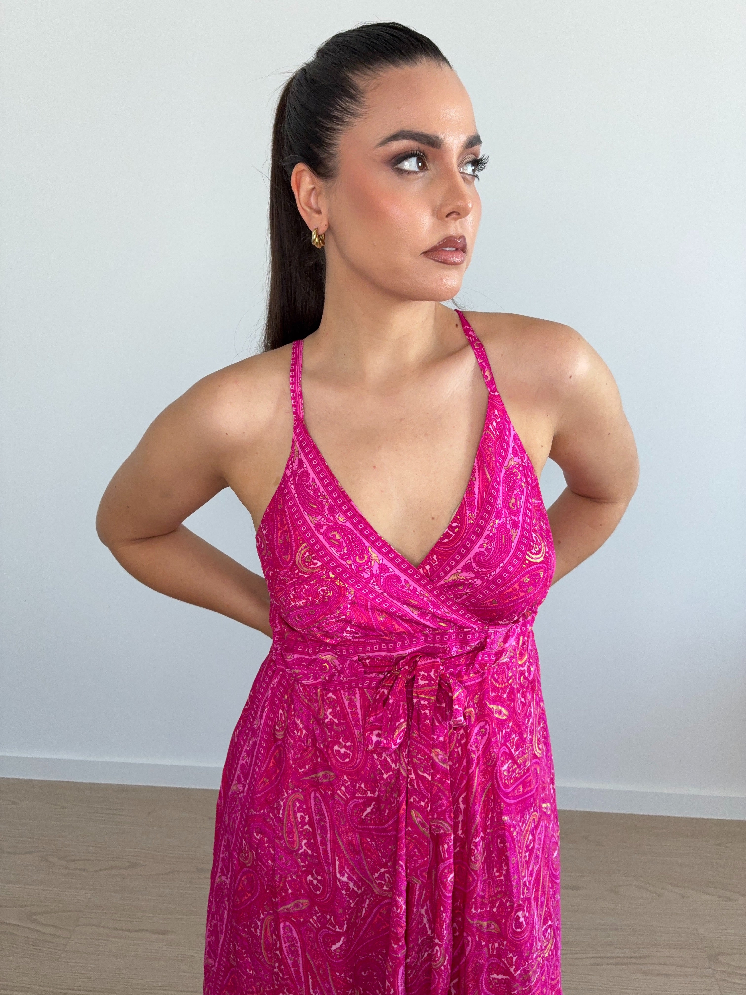 Vestido largo indio con estampado cachemira