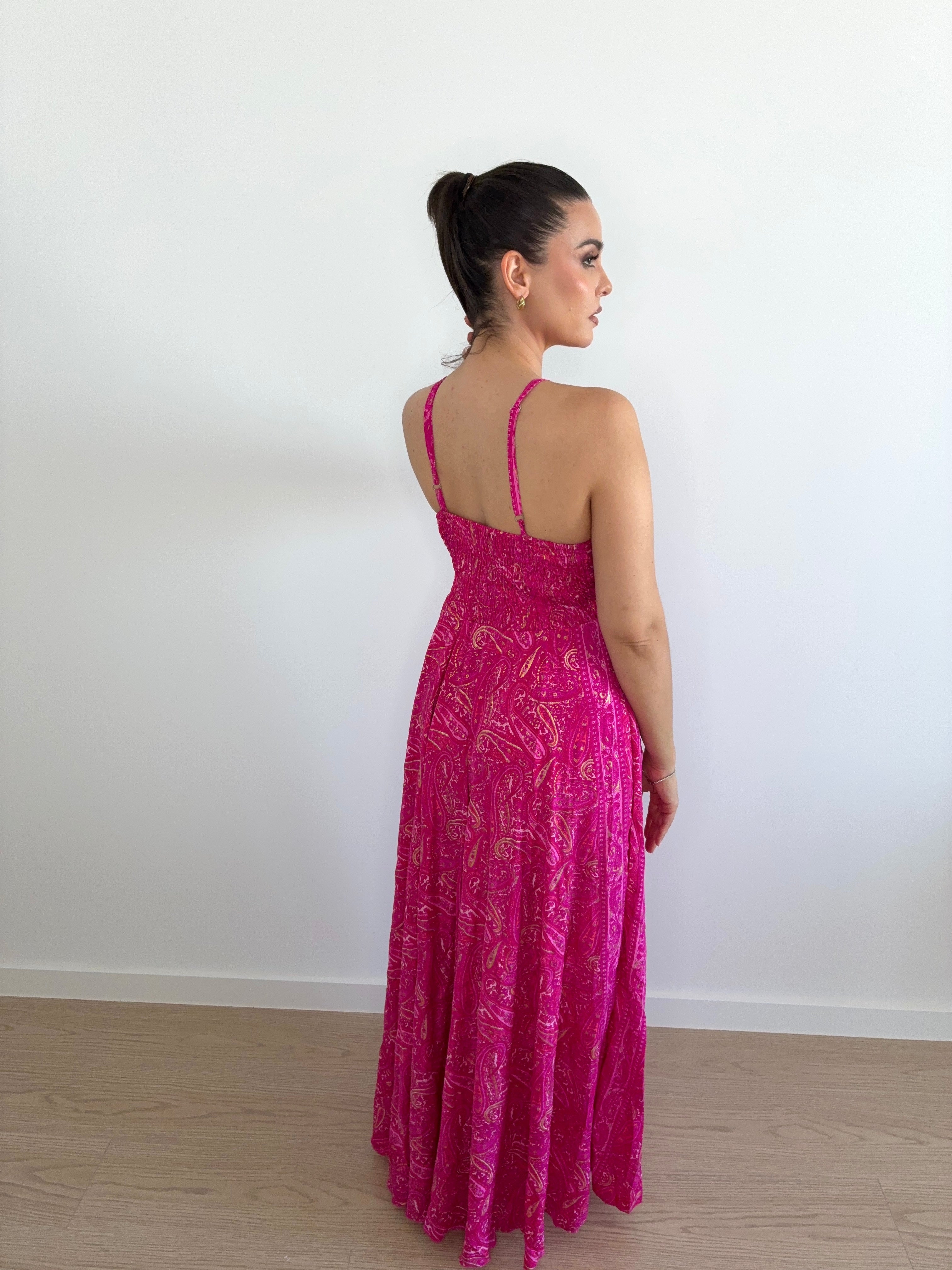 Vestido largo indio con estampado cachemira