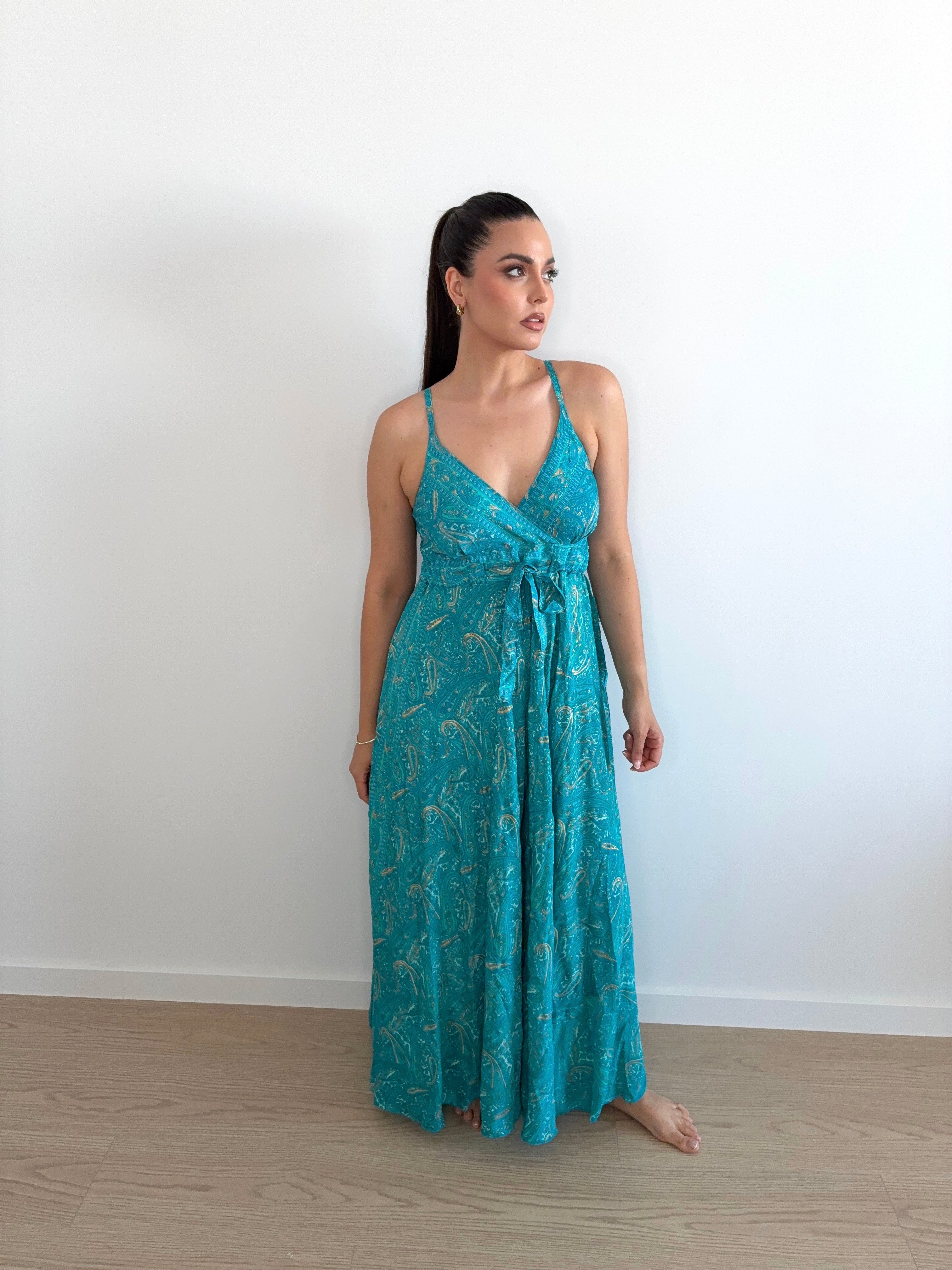 Vestido largo indio con estampado cachemira