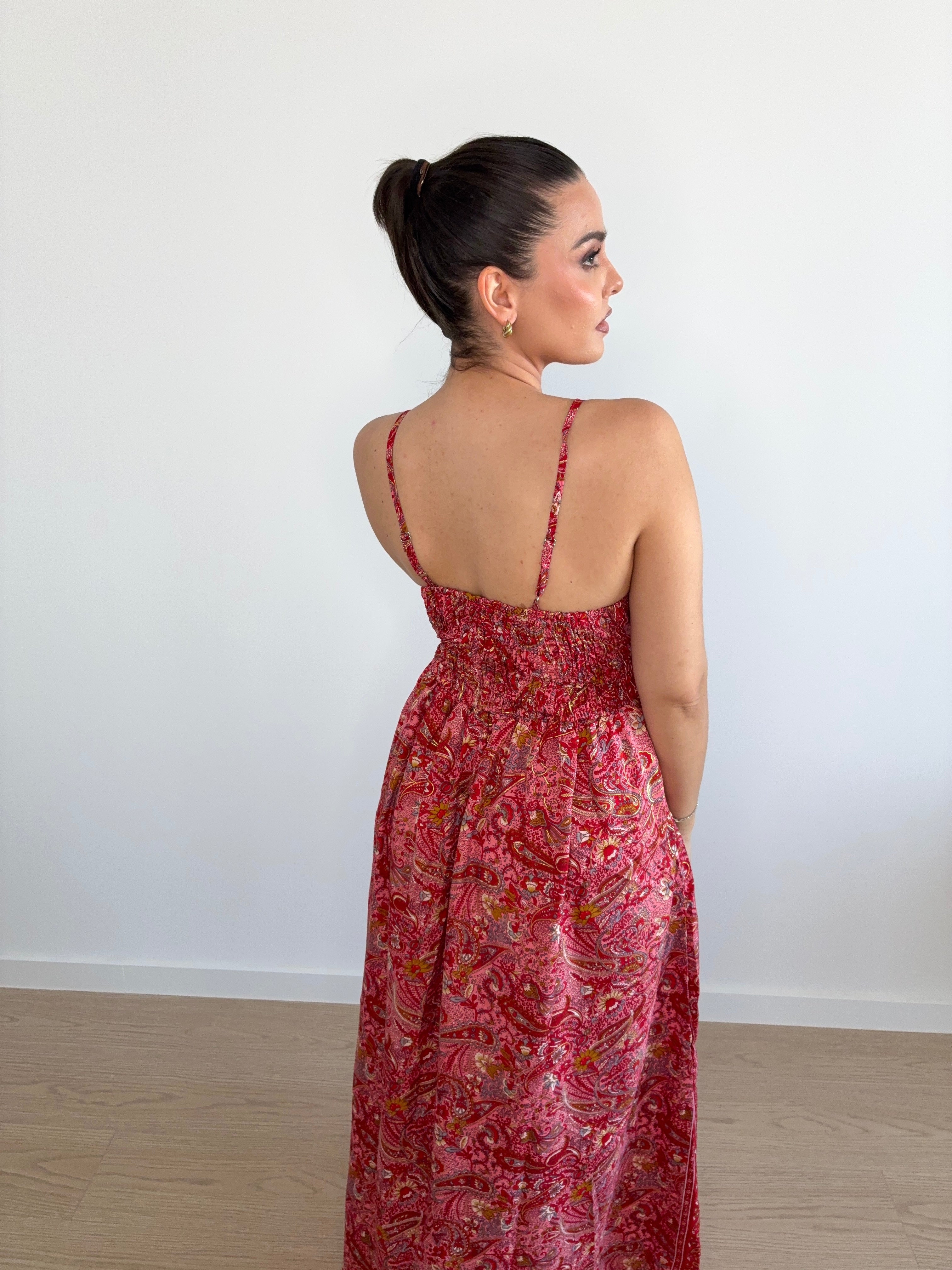 Vestido largo indio con estampado cachemira